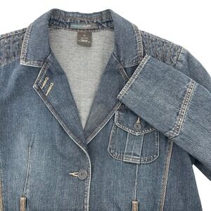 FRENCHCUFF Womens Denim Blazer Jacket XL Cotton Blue Button Front Pockets